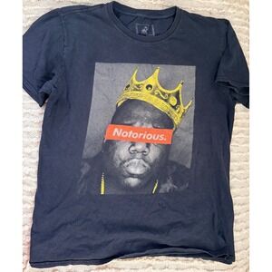 Brooklyn Mint Notorious BIG Crown Graphic T Shirt Black Size L Distressed